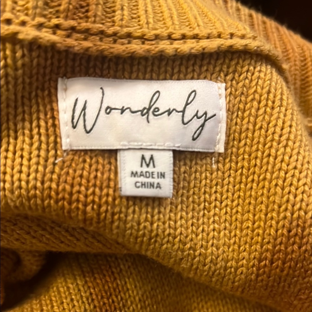 Wonderly Yellow V-Neck Sweater with Cable Knit - Picture 4 of 4